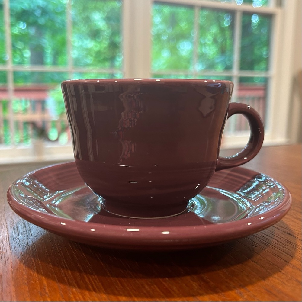🦋 Fiesta dinnerware teacup & saucer, Heather purple (retired color)